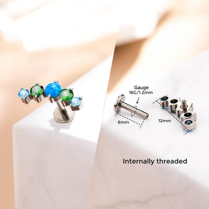 blue titanium ear piercing studs