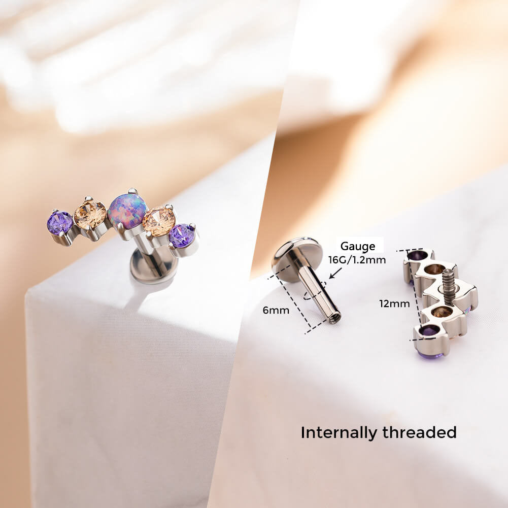 purple titanium ear piercing studs