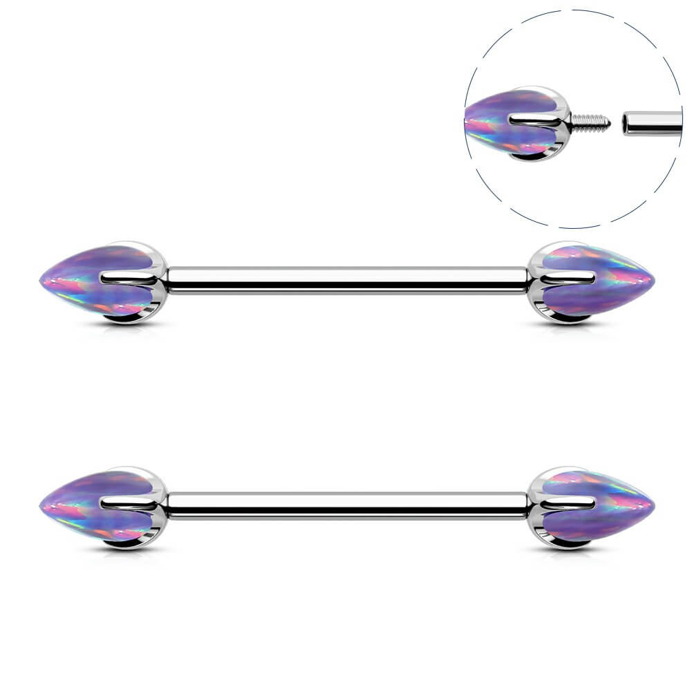 purple opal nipple jewellery