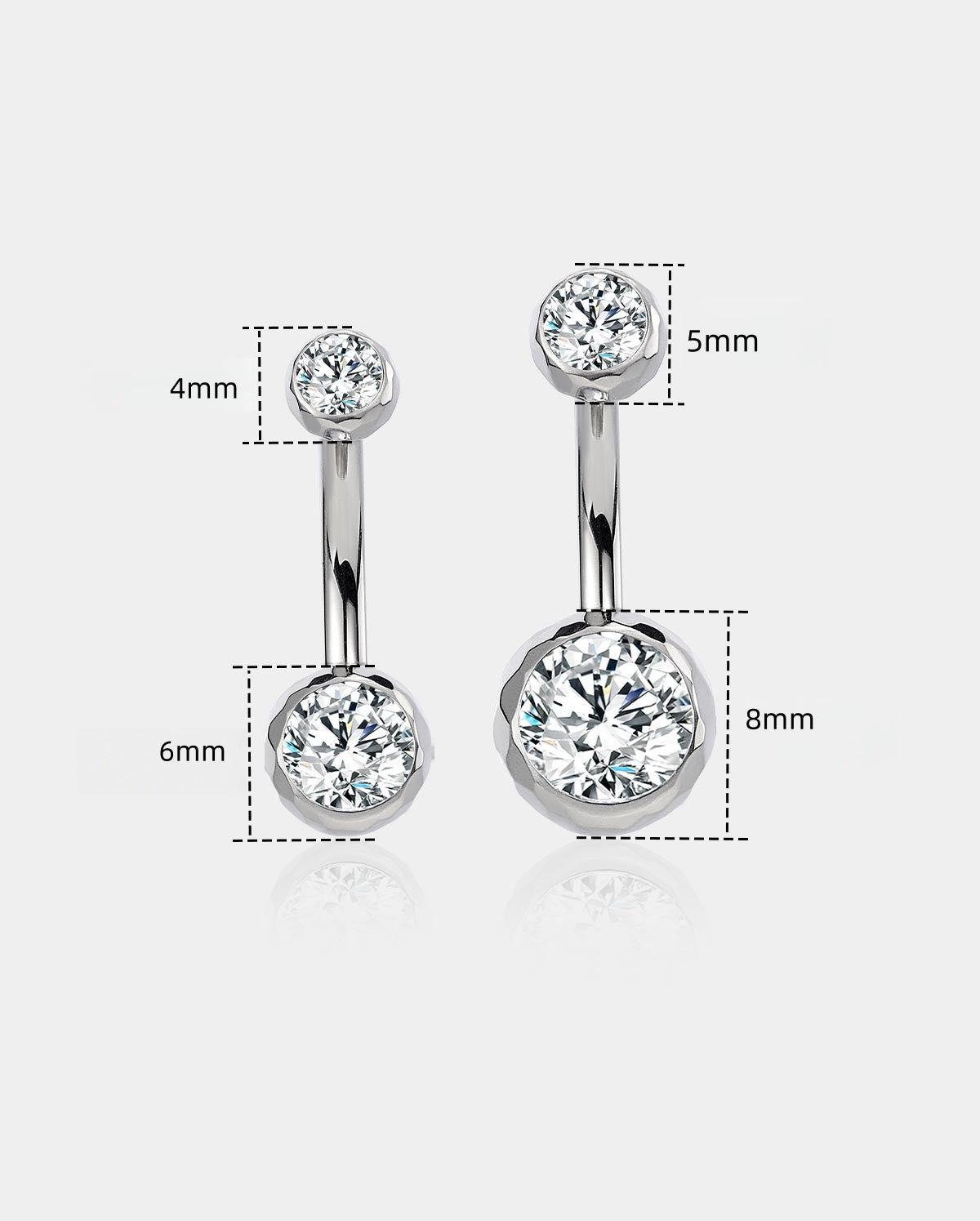 Bezel CZ Titanium Internally Threaded Belly Ring