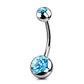 Anneau de nombril en titane 14G avec oxyde de zirconium transparent / 6-16 mm