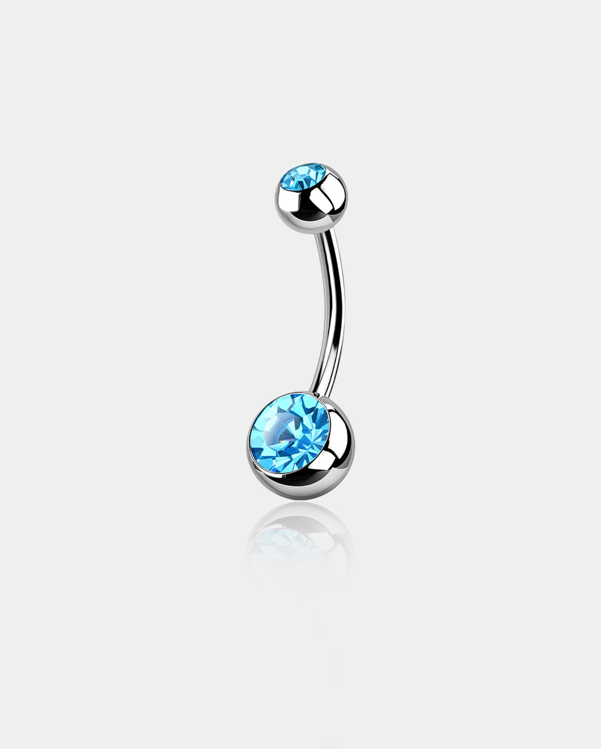 Titanium Bezel Set CZ Belly Ring