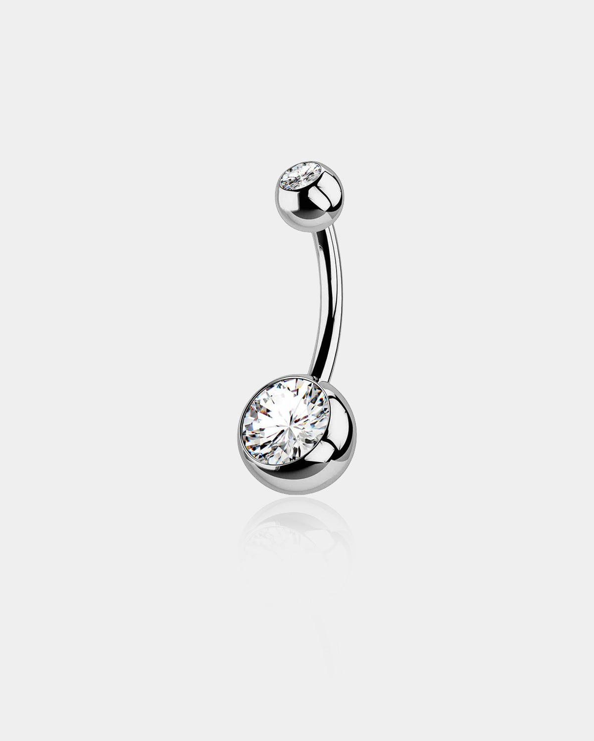Titanium Internally Threaded CZ Belly Ring