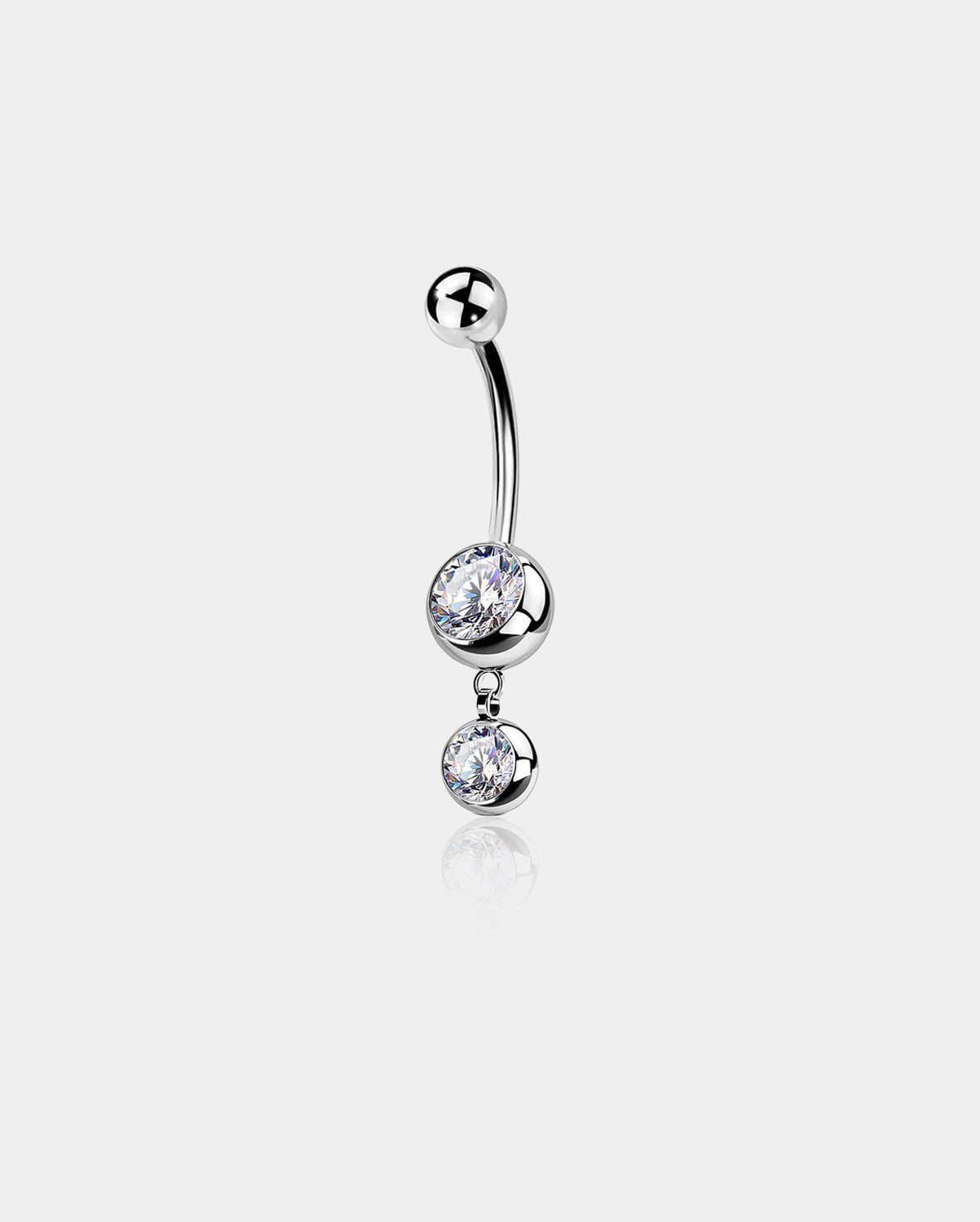 14G 10-16mm Round Double CZ Titanium Belly Button Rings Belly Piercing