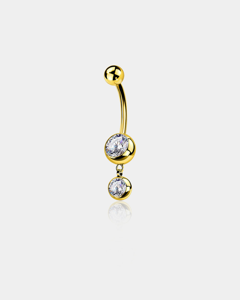 Crystal Dangle Silver and Gold Internally Threaded Titanium Belly ...