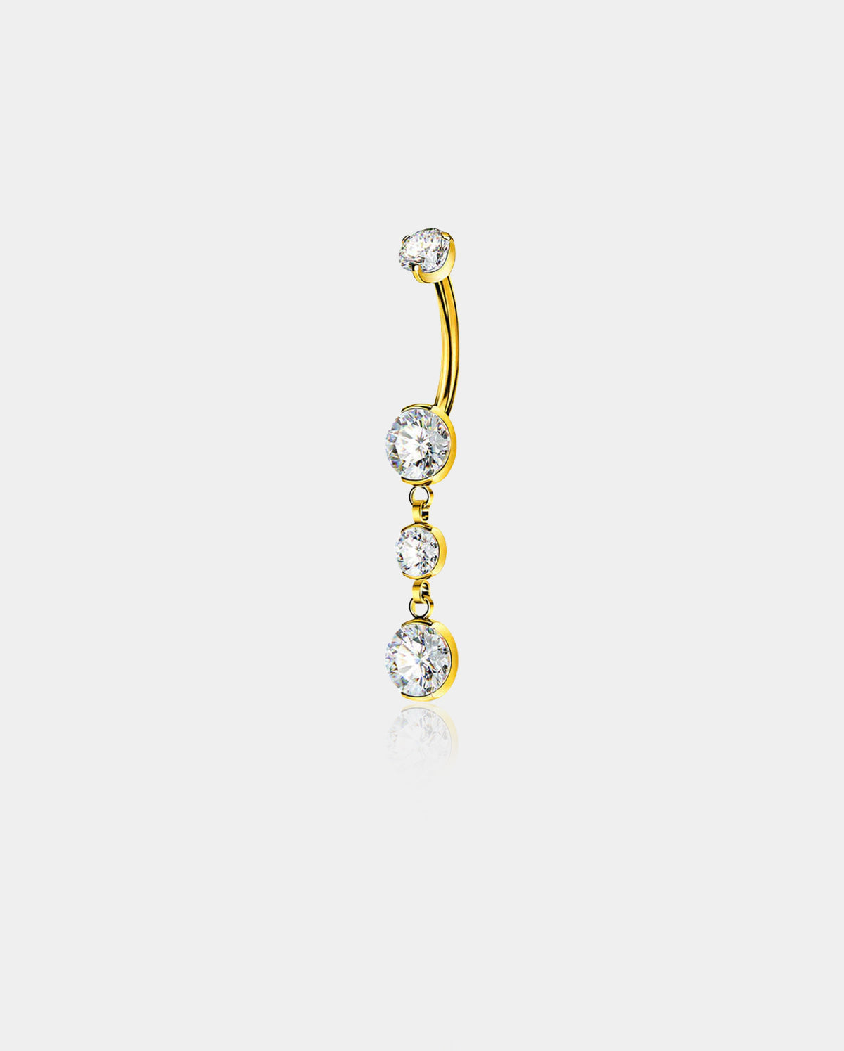 Titanium Internally Threaded CZ Dangle Belly Ring