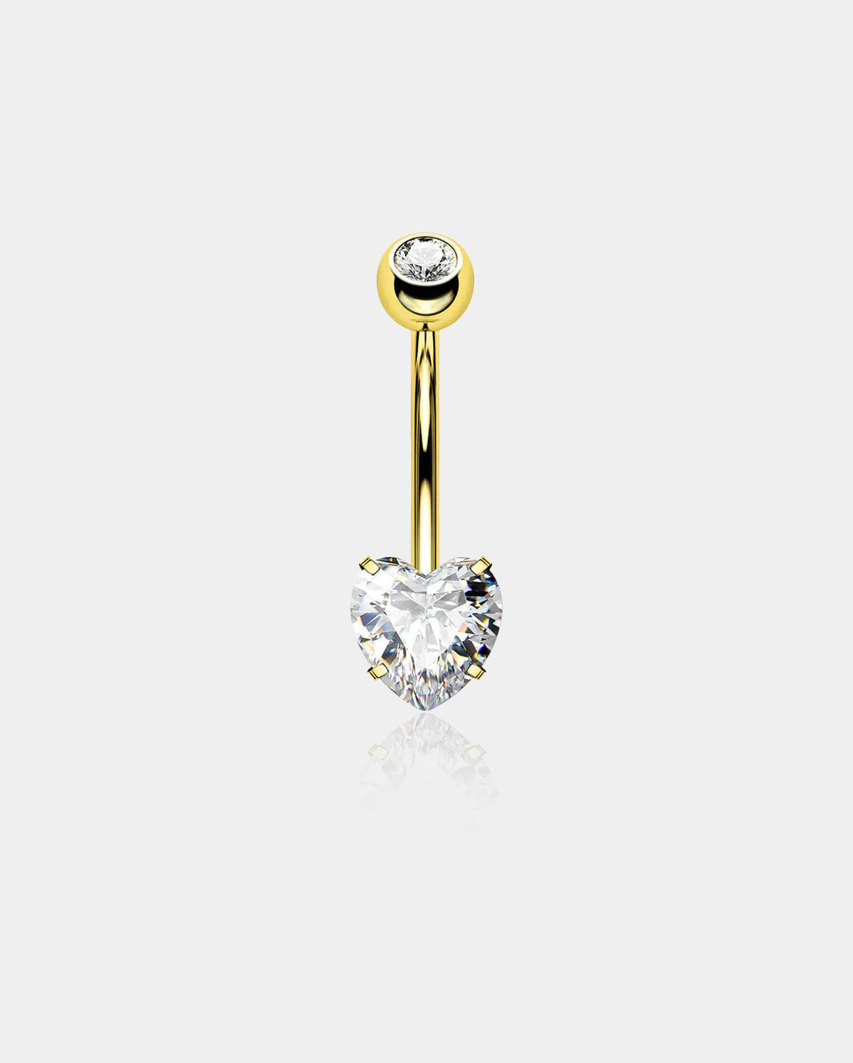 Titanium Heart CZ Belly Ring