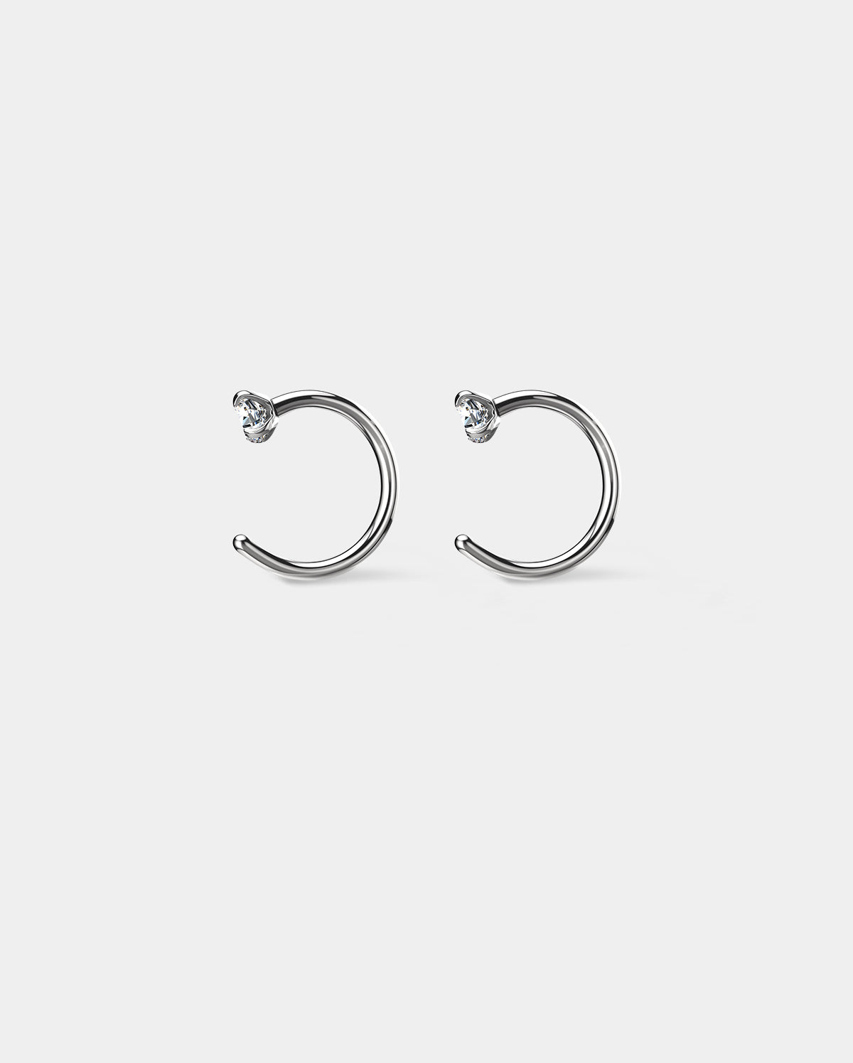 round gem half stud nose ring