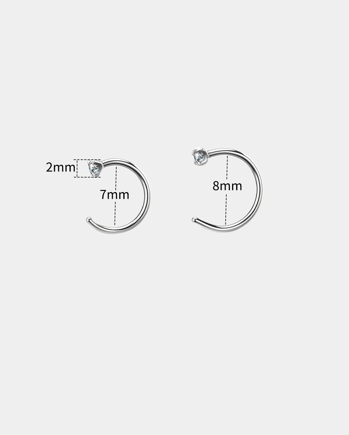 2mm nose ring half hoop