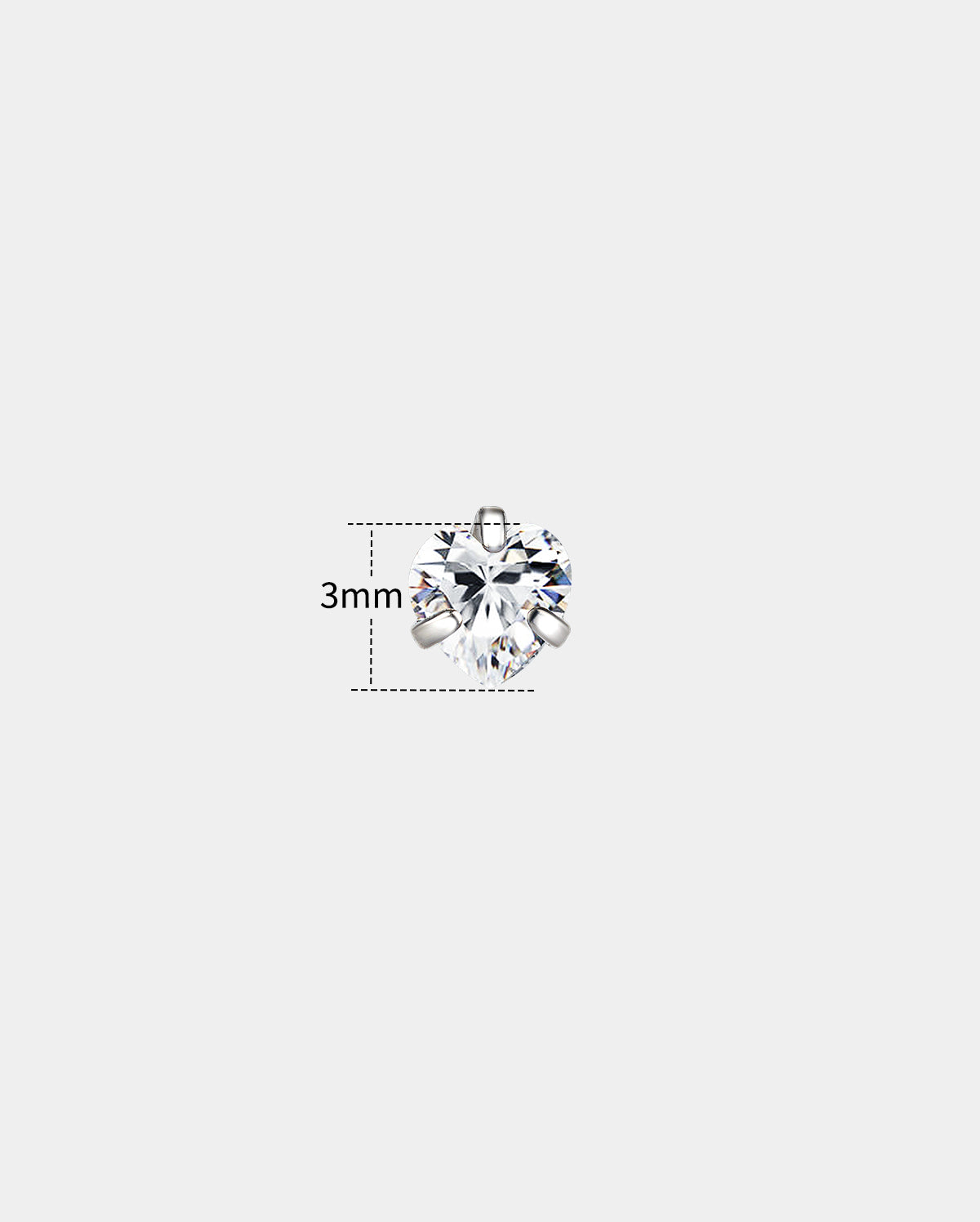 3mm heart nose stud 