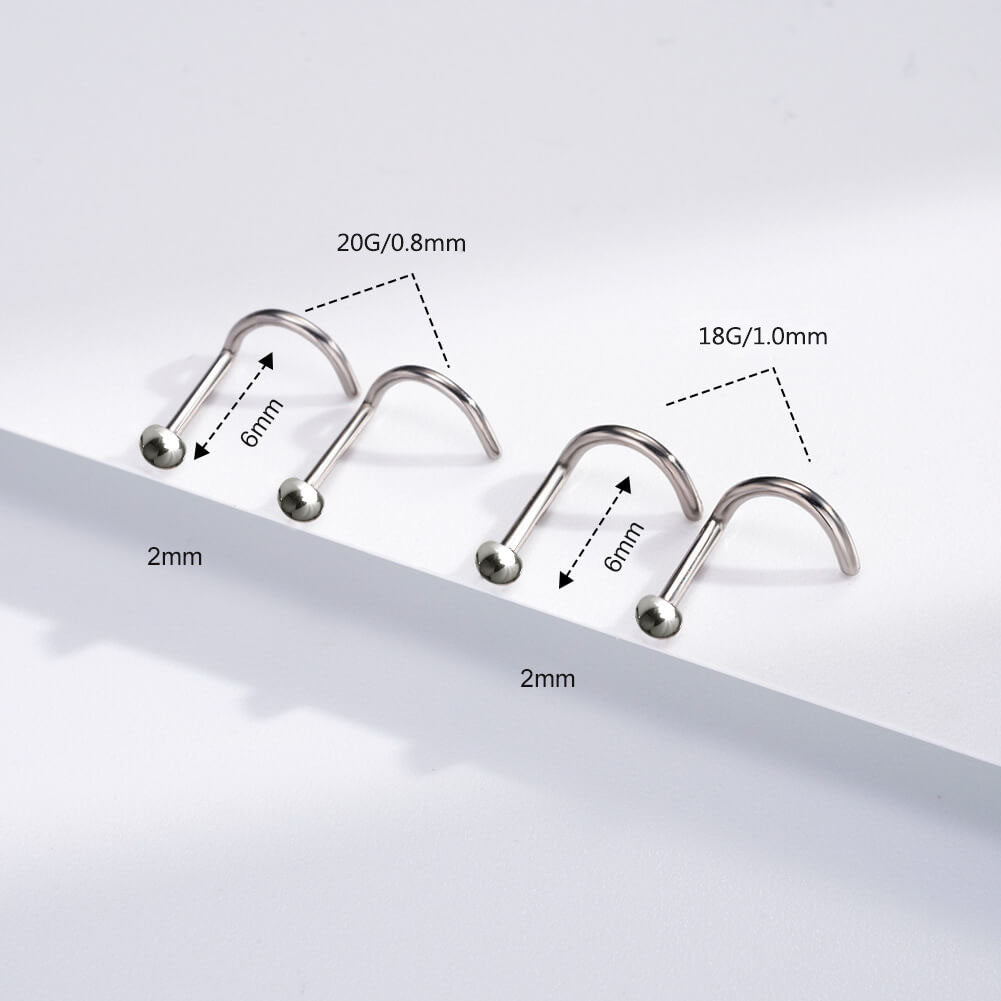 18G/20G 2ST Titan S-förmige Nasenstecker mit flacher Oberseite