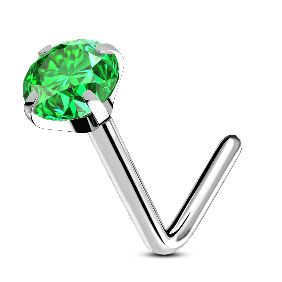 green l shaped nose stud