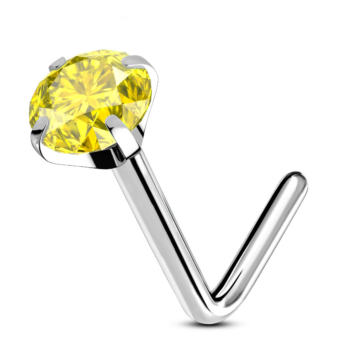 yellow l shaped nose stud