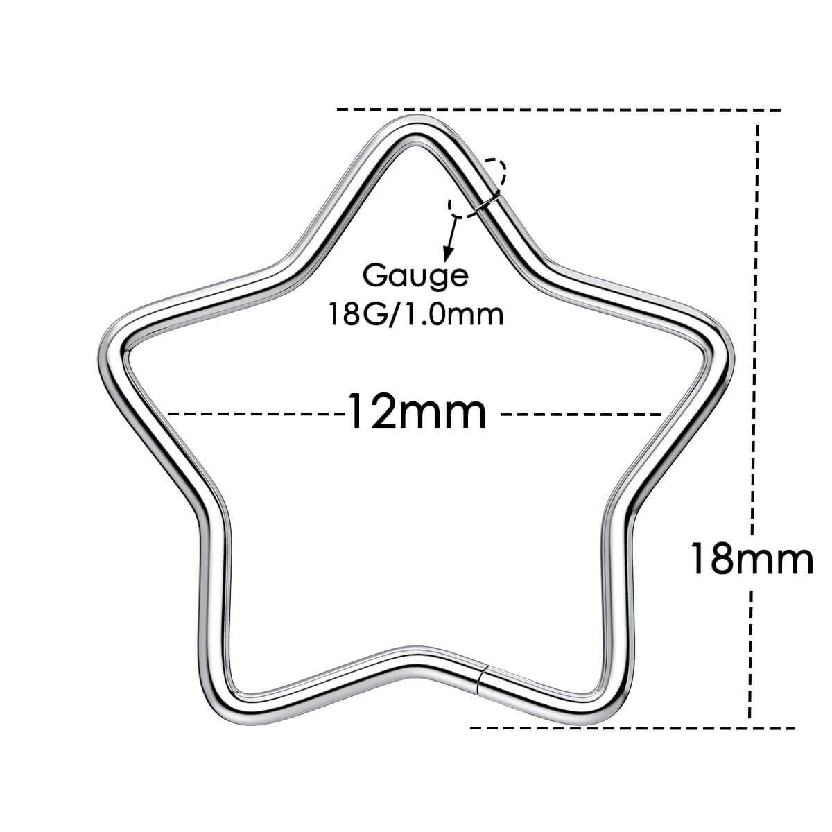 18G Titanium Star Hinged Segment Nose Ring