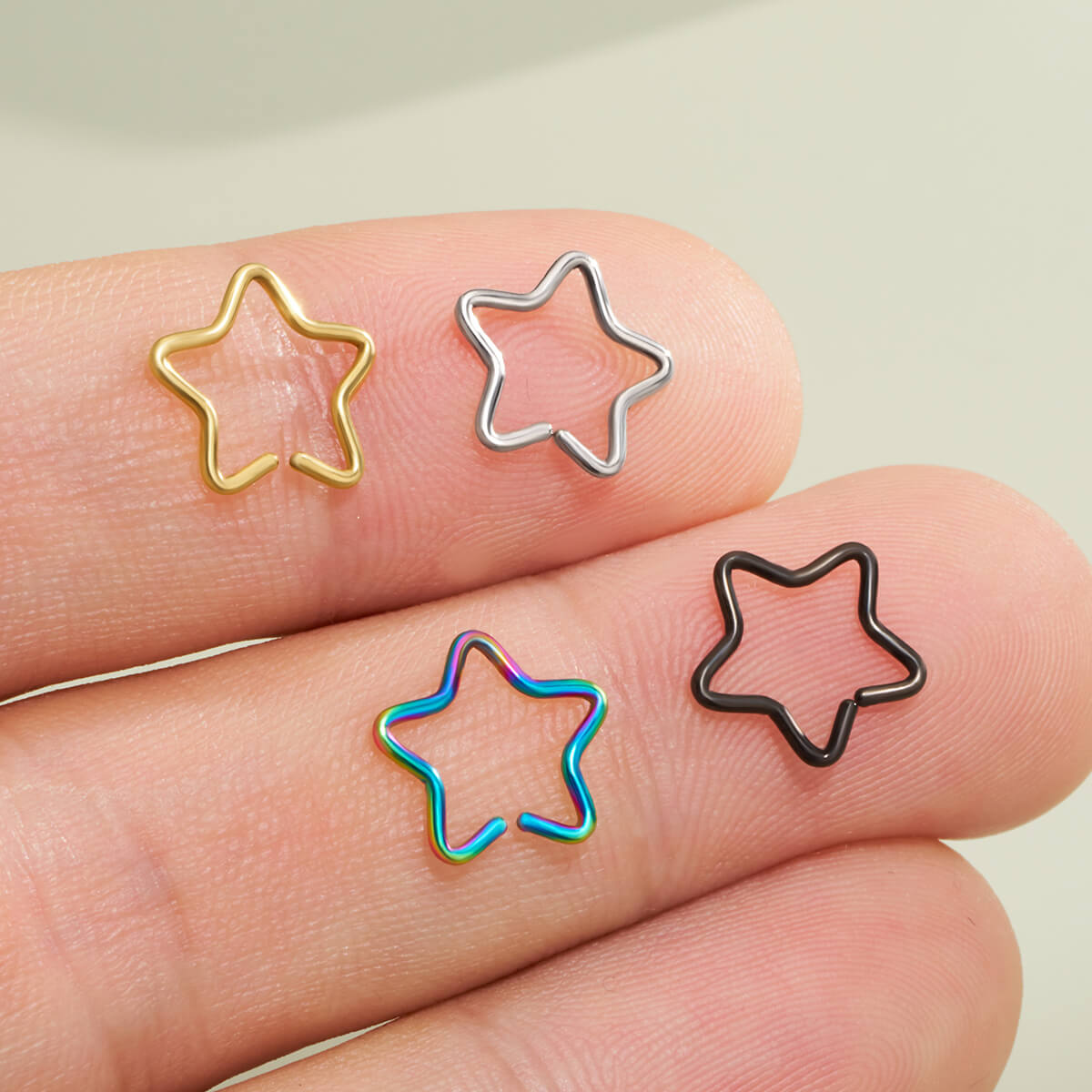 colorful star nose ring 