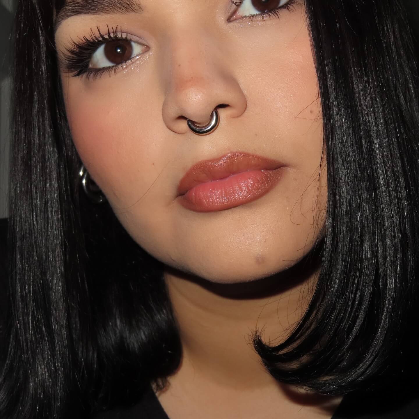 16G Paula's Design Silver Aura Titanium False Stretched Thick Septum Ring