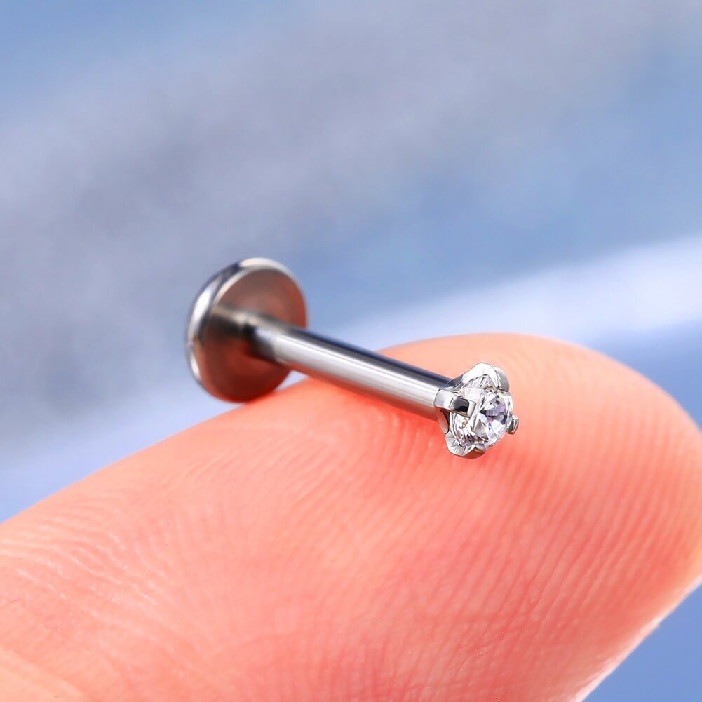 round CZ labret earrings