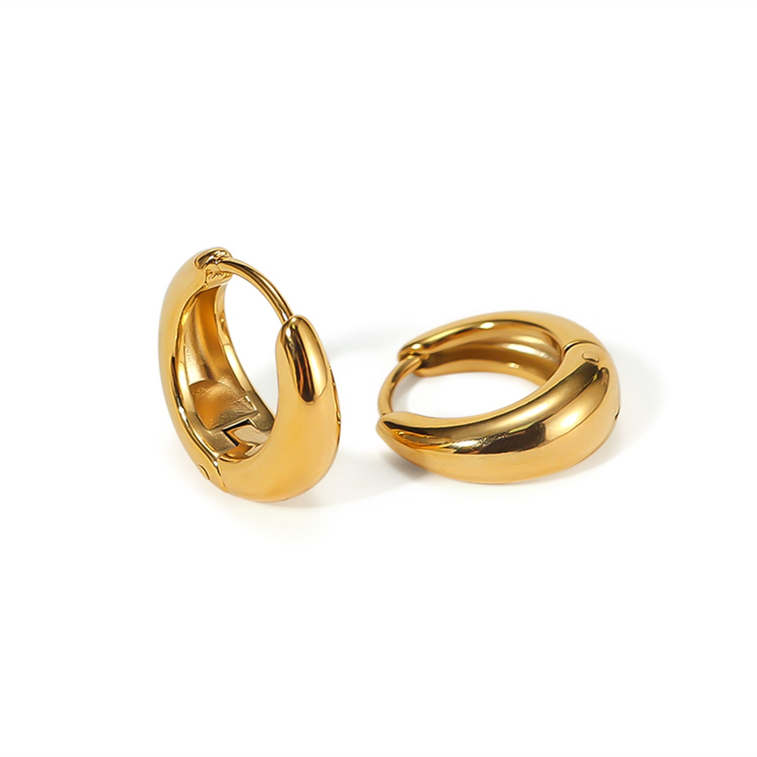 2PCS Simple Elegant Stainless Steel Hoop Earrings