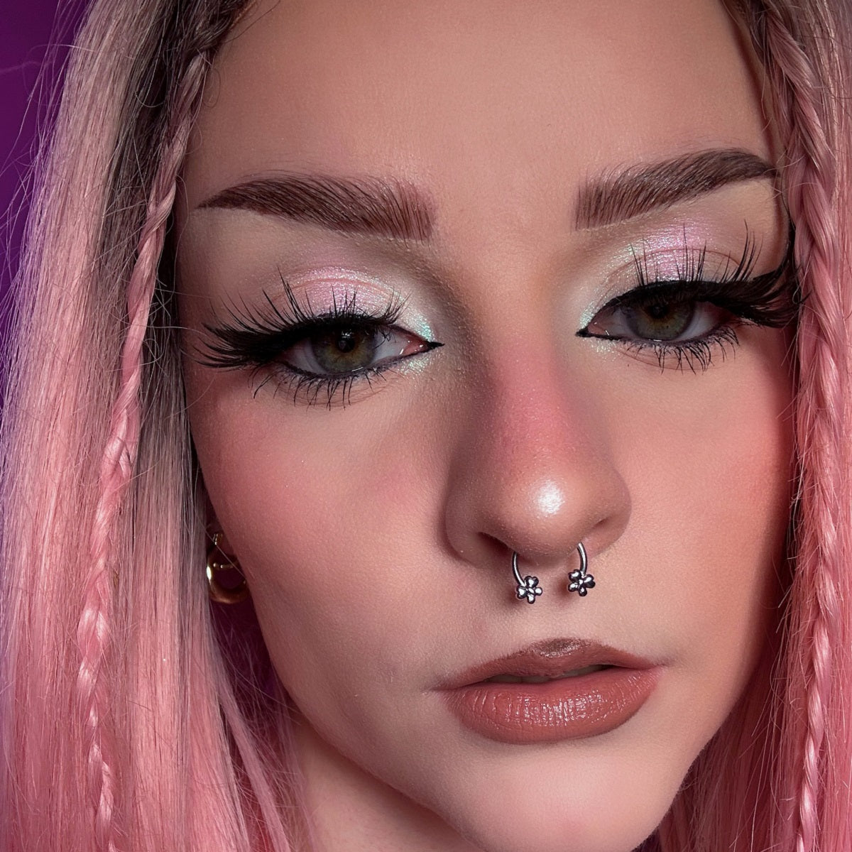 Puffed Butterfly Horseshoe Septum Ring