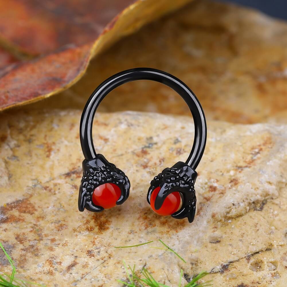 16G 3/8 ''Dragon Septum Ring Gem Circular Barbell Anillo