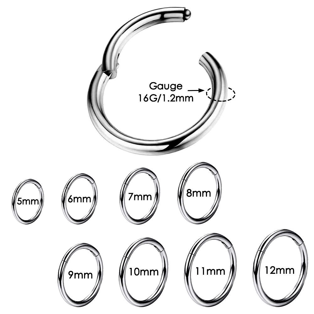 16G de titanio con bisagras segmento aro pendientes anillo de la nariz