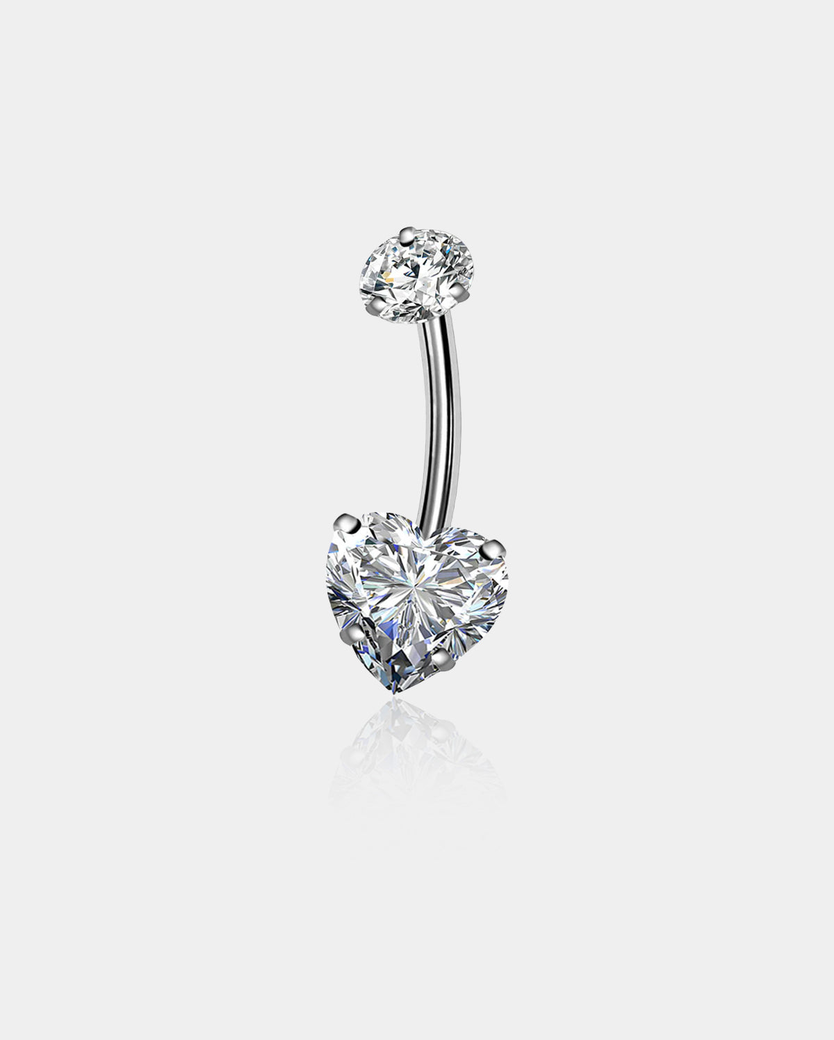 Round & Heart CZ Titanium Belly Ring