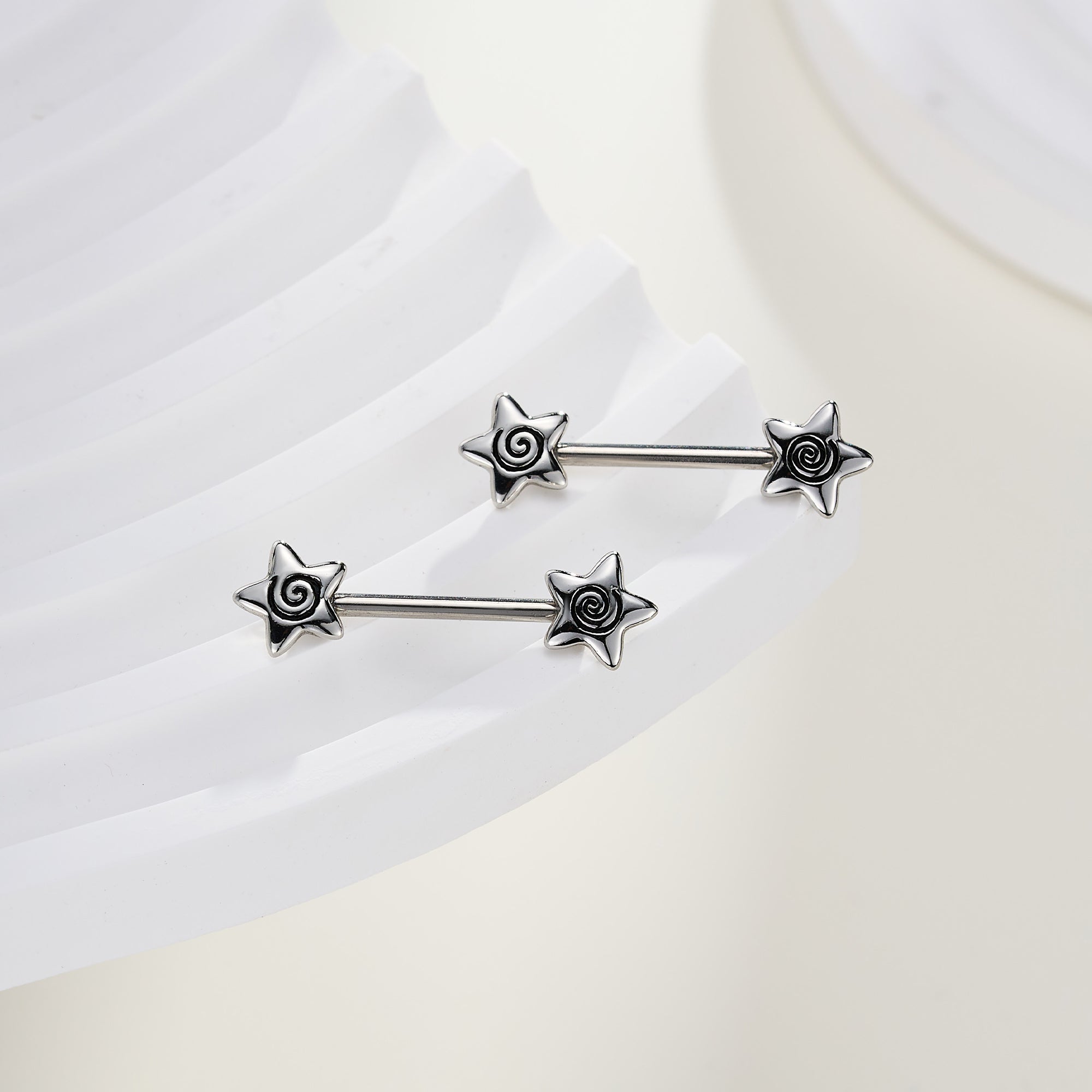 stainless steel Spiral Star Nipple Barbells