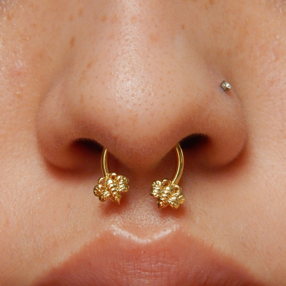 Cute Gold and Silver Bee Horseshoe Septum Ring