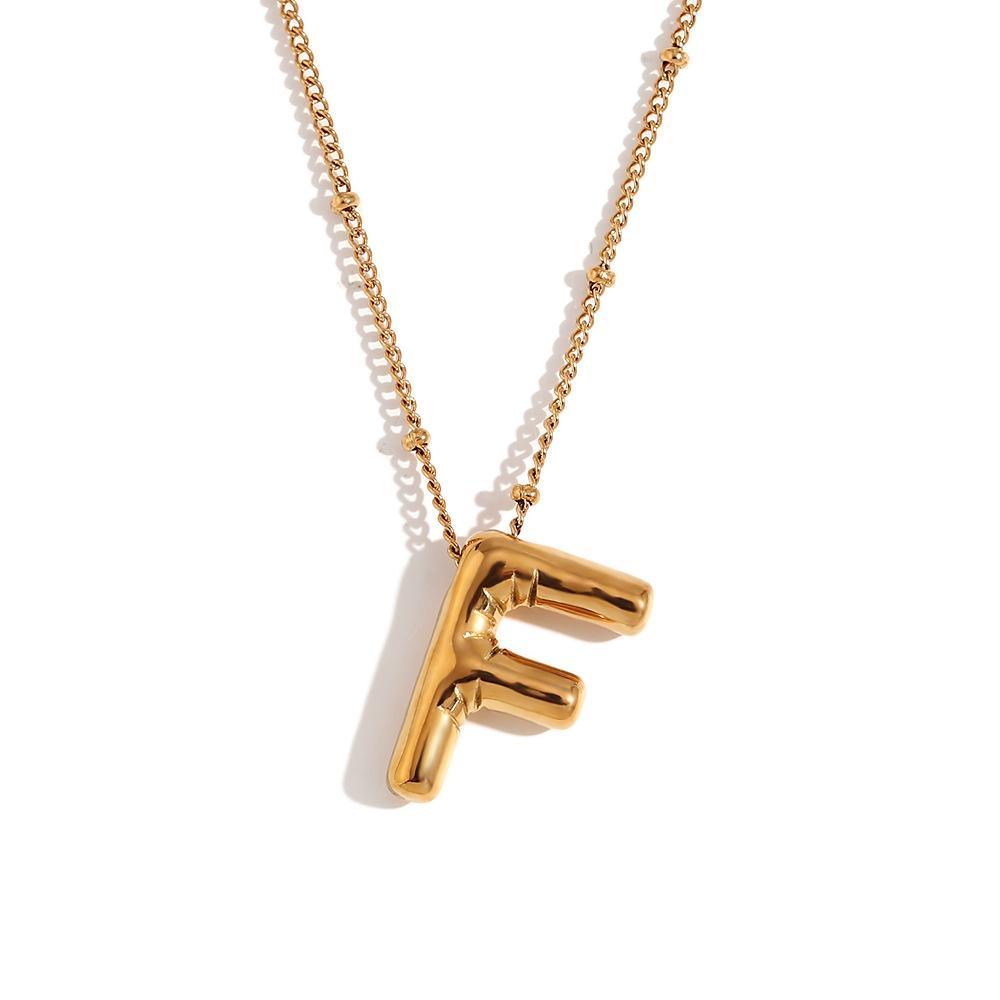 Bubble Chunky Initial Letter Pendant Necklace