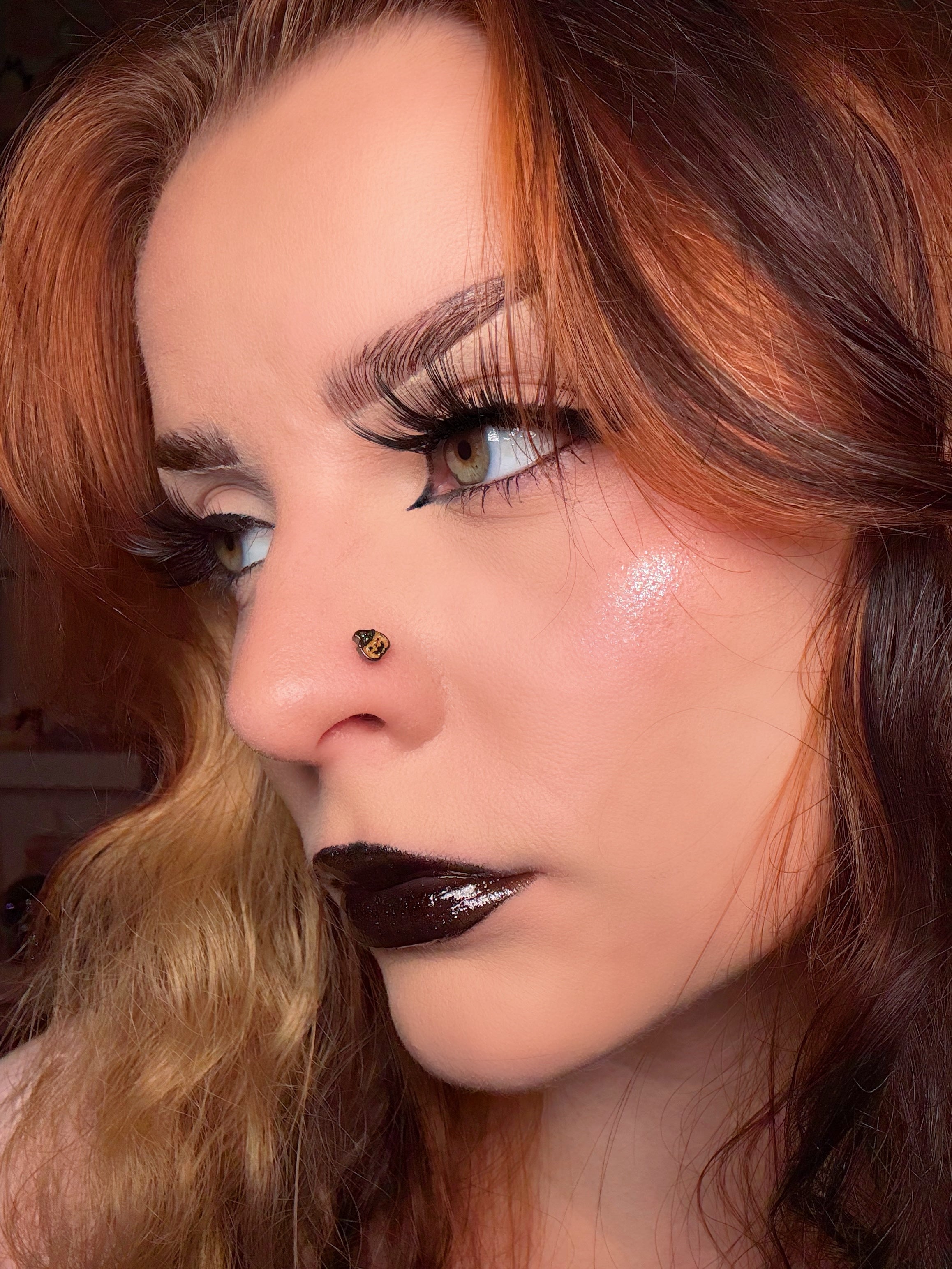 16G Coffin Black Lip Ring 8mm Lip Stud
