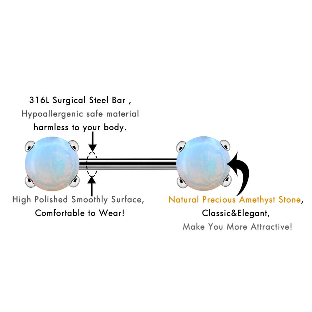 14G Opal and Turquoise Gemstone Nipple Barbells Jewelry - OUFER BODY JEWELRY 