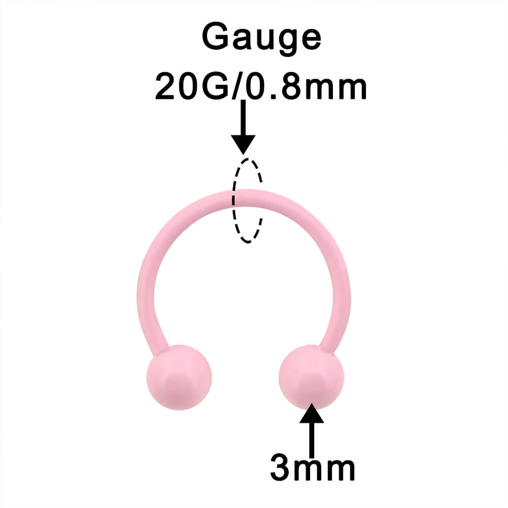 20G Macaron Lovely Pink Steel Horseshoe Septum Ring - OUFER BODY JEWELRY 