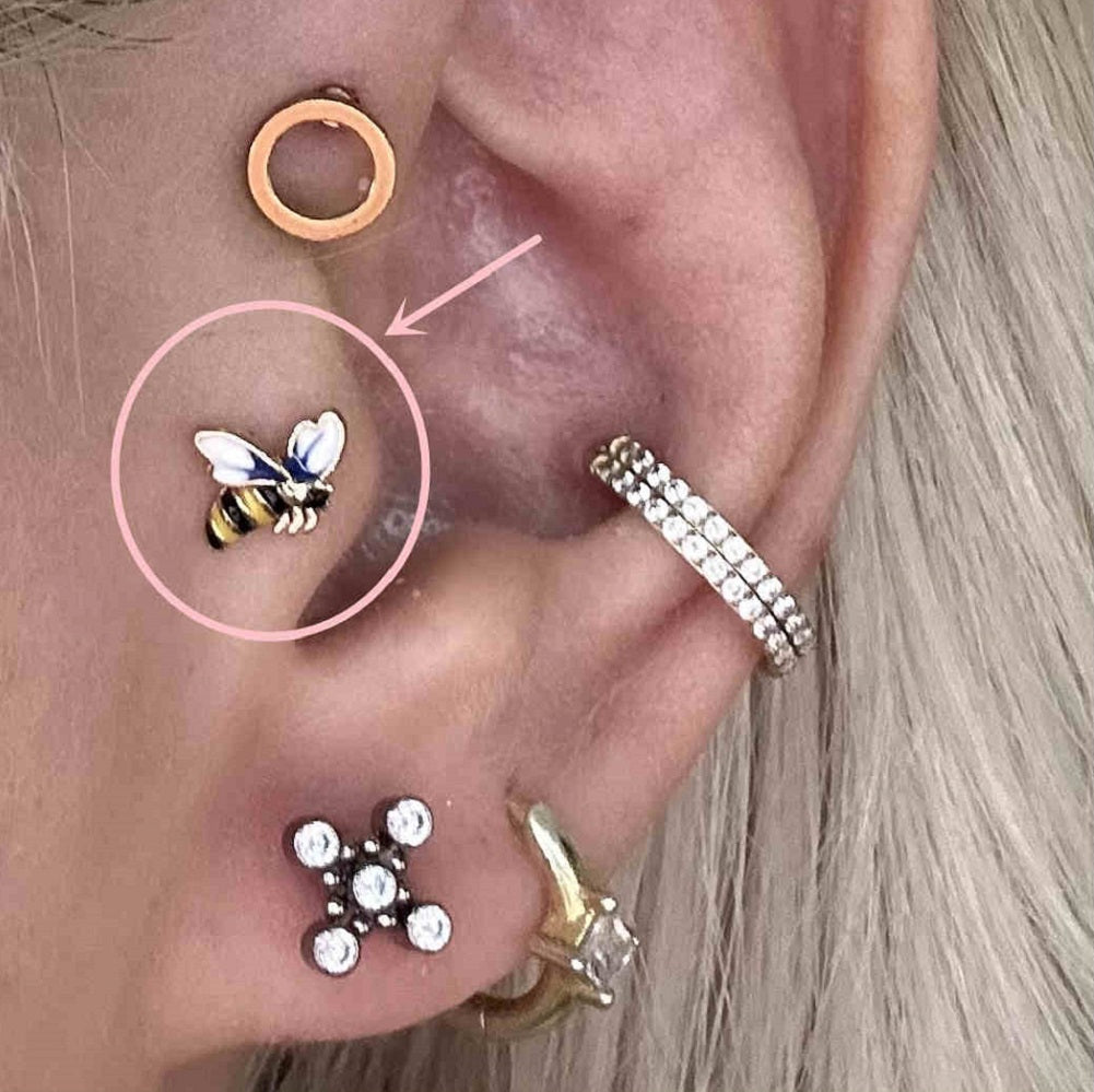 3PCS 16G Bee/Flower/Honey Labret Stud Cartilage Helix Earring