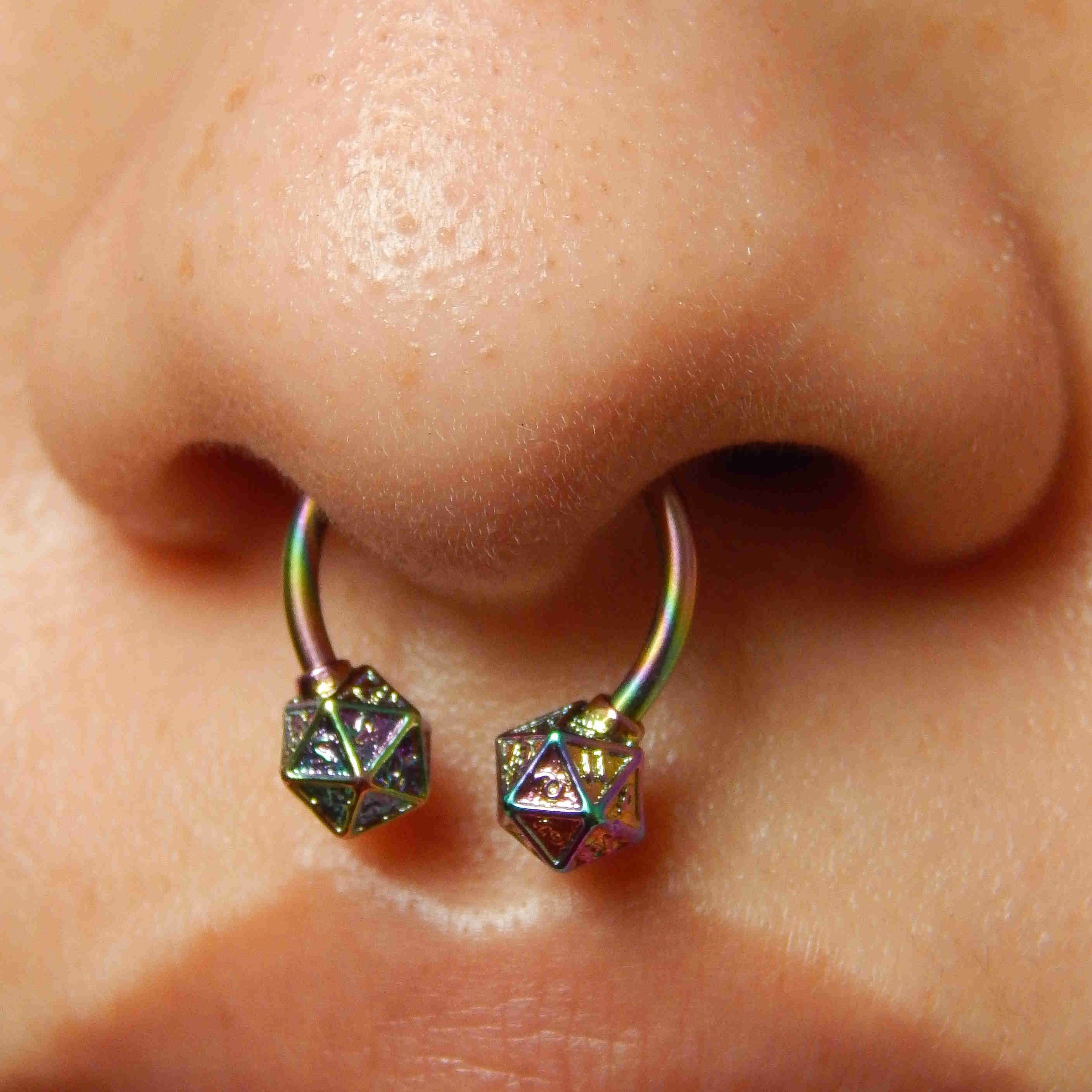 DND Dice Internally Threaded Horseshoe Septum Ring