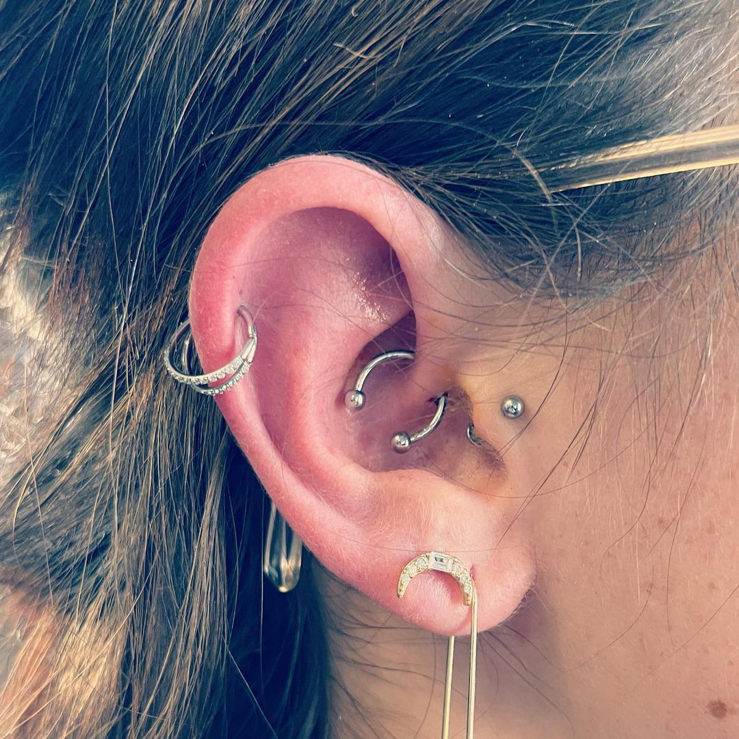 Ohrring CZ Helix Ohrring 16G Doppel Hoop Conch