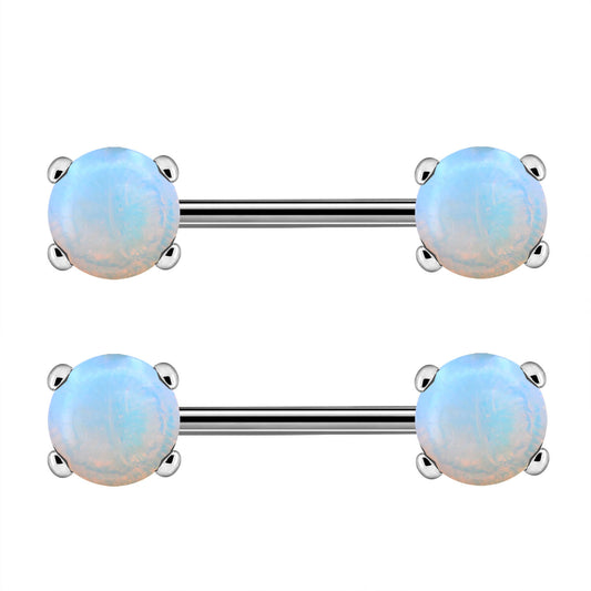 14G Opal and Turquoise Gemstone Nipple Barbells Jewelry - OUFER BODY JEWELRY 