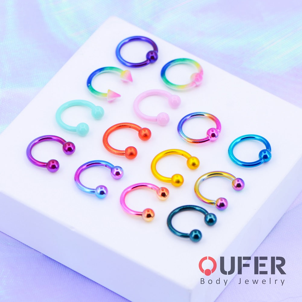 colorful septum horseshoe rings