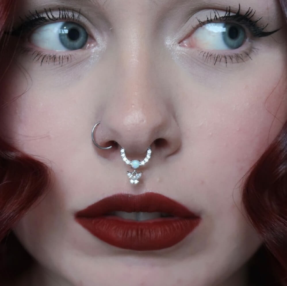 16G Hanging CZ Butterfly Septum Ring Daith Earrings