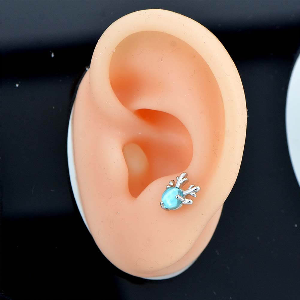 16G Reindeer Rose Gold Helix and Upper Lobe Stud Earring - OUFER BODY JEWELRY 