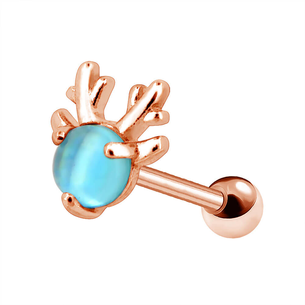 16G Reindeer Rose Gold Helix and Upper Lobe Stud Earring - OUFER BODY JEWELRY 