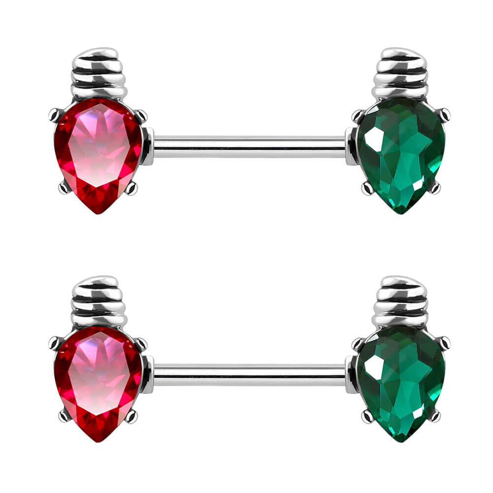 2Pcs 14G Colorful Lamp bulb Stainless Steel Nipple Barbell - OUFER BODY JEWELRY 