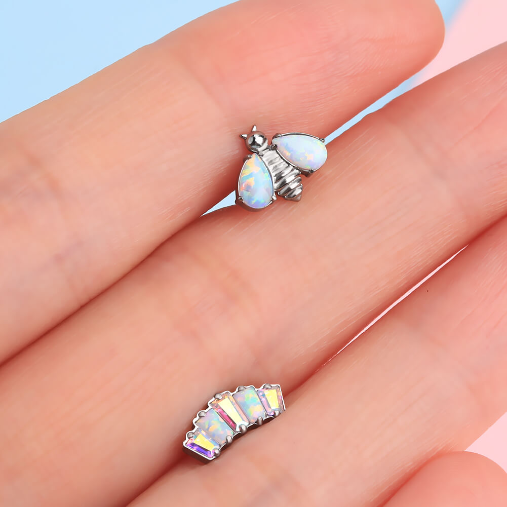 opal titanium cartilage earrings
