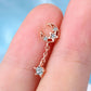 16G CZ baumeln Mond und Stern Rose Gold Knorpel Ohr stecker