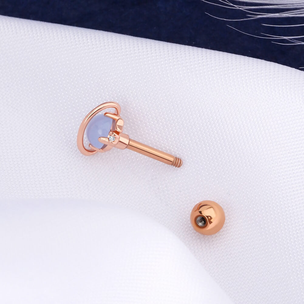 16G Silver and Rose Gold Helix Stud Saturn Tragus Stud
