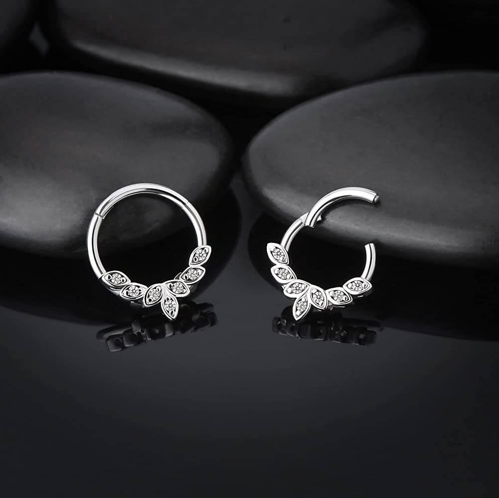 stainless steel daith earrings diamond