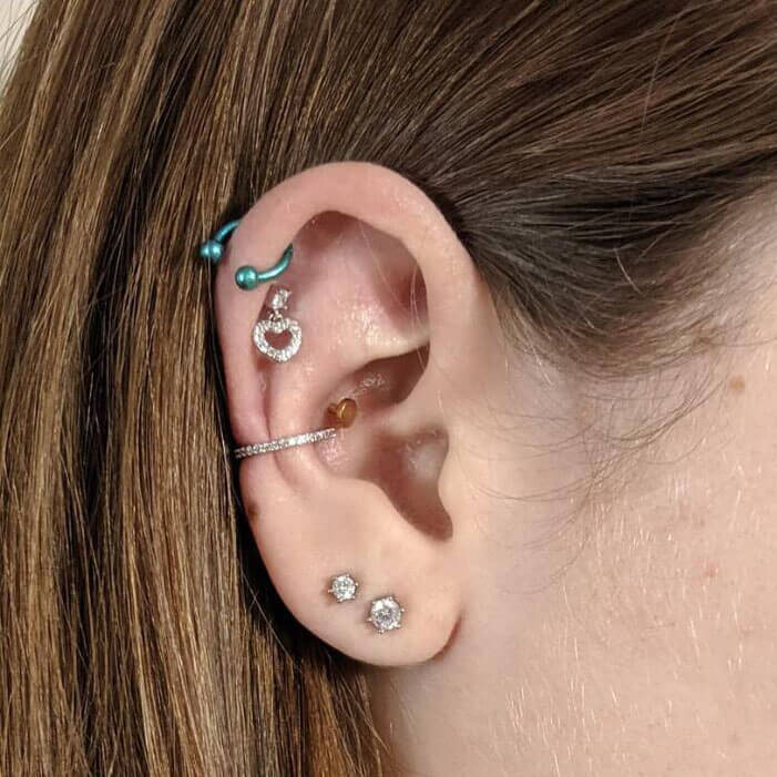  16g Clear Cartilage Earrings Stud Plastic Forward