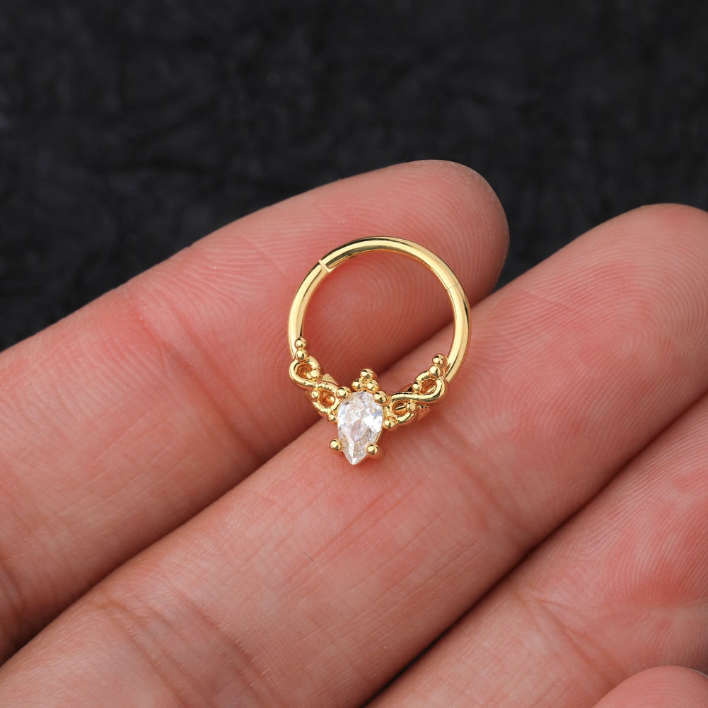 gold diamond septum ring