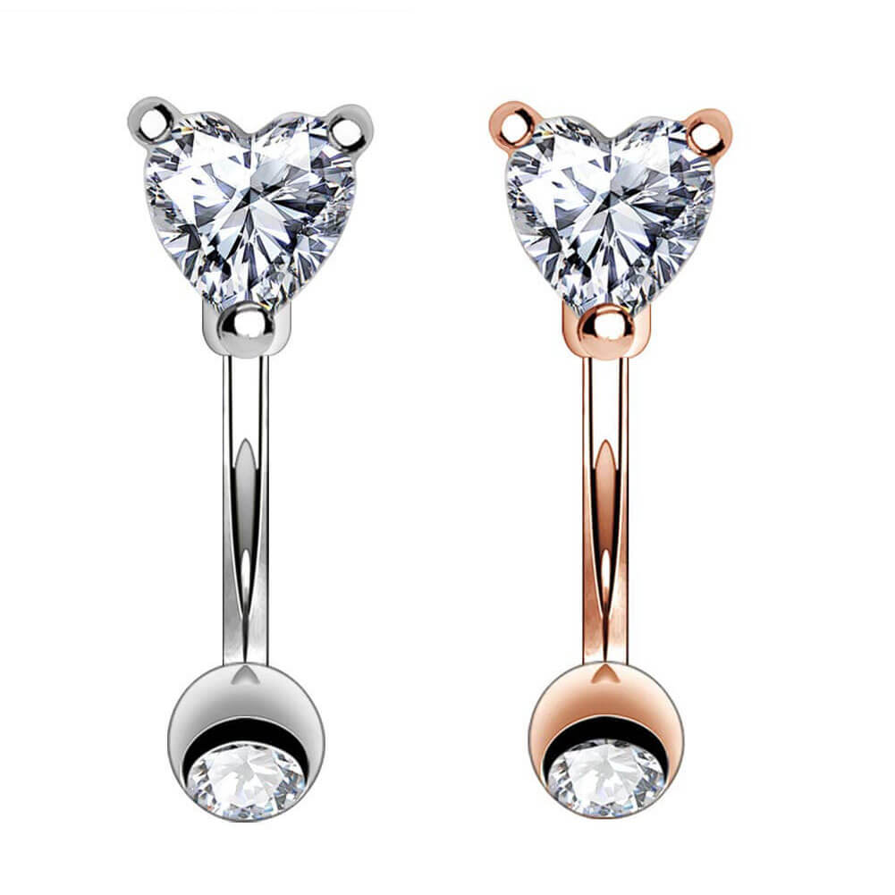 16G Heart CZ Rose Gold Curved Rook Rings - OUFER BODY JEWELRY 