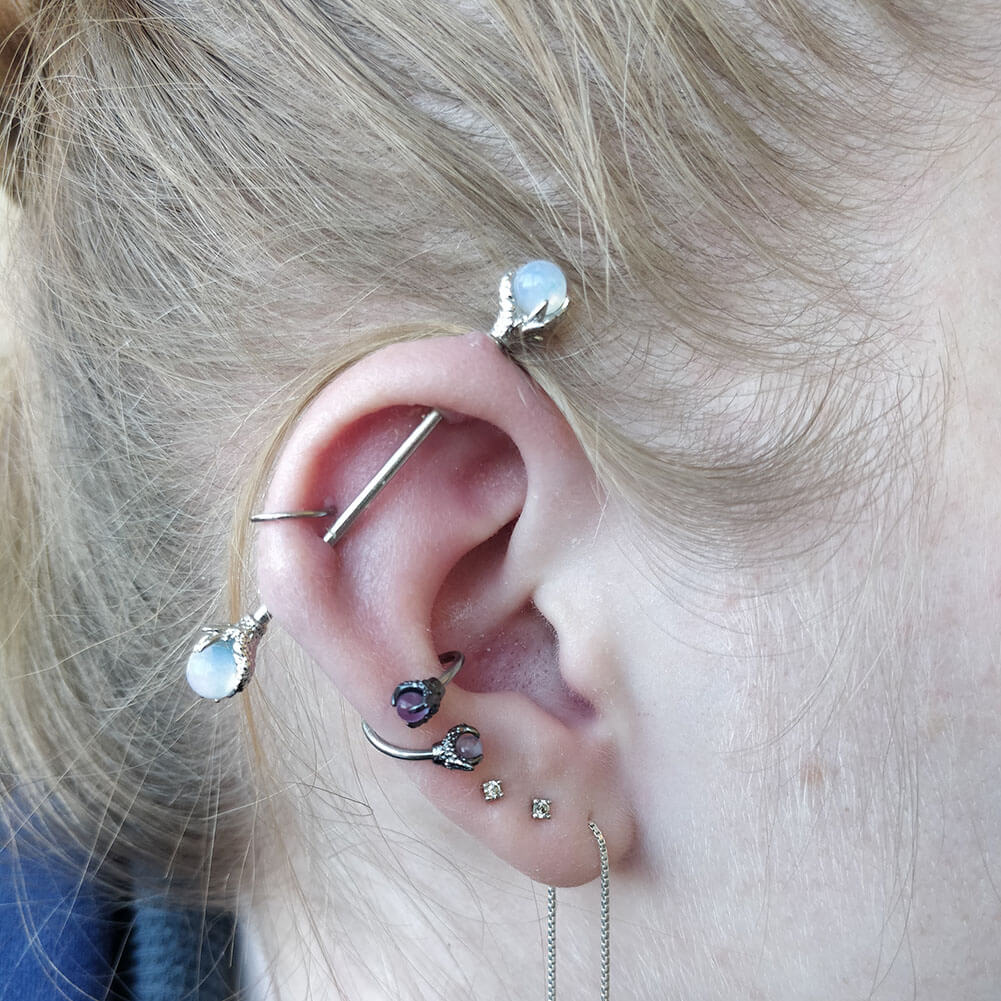 16G Drachenklange-Spirale S-Form Barbell Opal Helix Piercing Schmuck