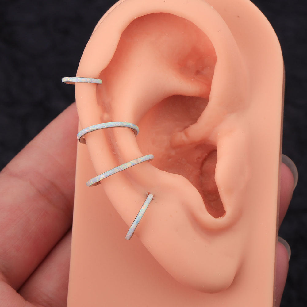 Boucles d'oreilles 16G Opal Hinged Segment Hoop Cartilage Helix Lobe